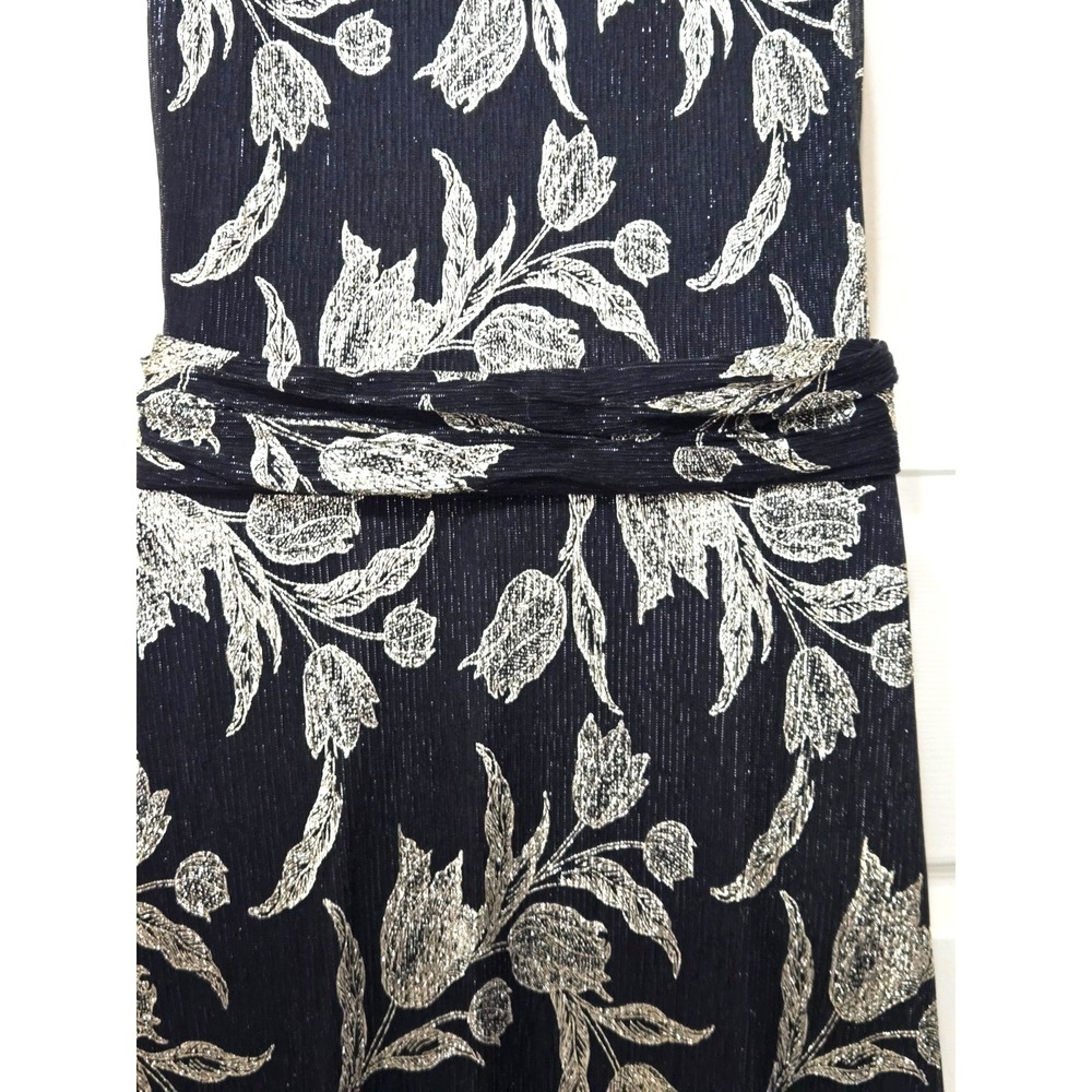 Betsy&Adam Black Gold Metallic Floral Sheath Gown Women's 16 Black/Gold NWT - Picture 8 of 16